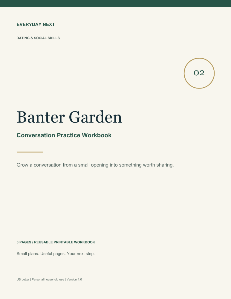Banter Garden - Conversation Practice Workbook printable workbook cover