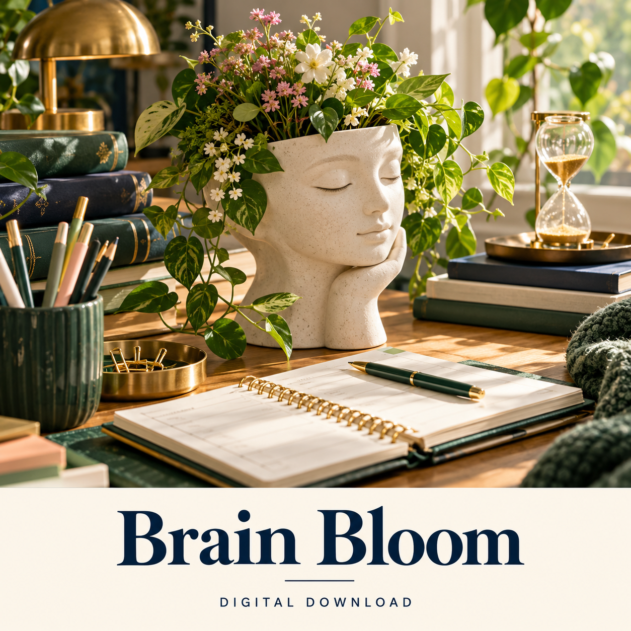 Brain Bloom digital download: illustrative education & learning lifestyle image.