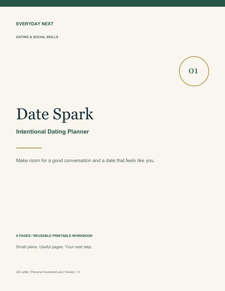 Date Spark - Intentional Dating Planner printable workbook cover