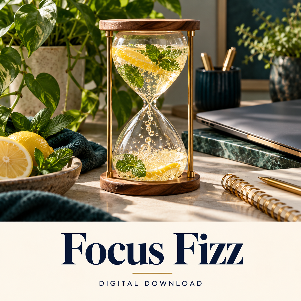 Focus Fizz digital download: illustrative personal growth lifestyle image.
