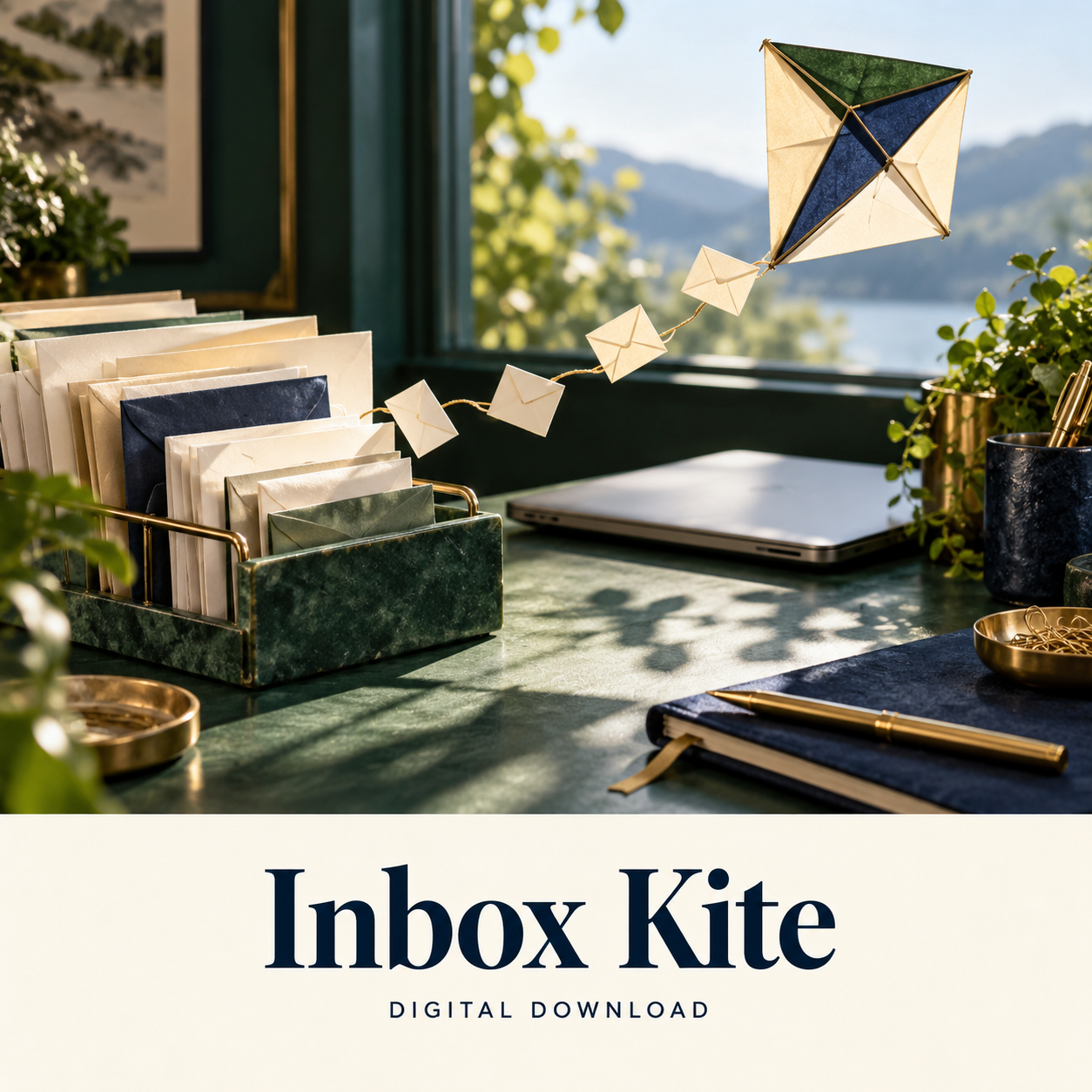 Inbox Kite digital download: illustrative productivity lifestyle image.