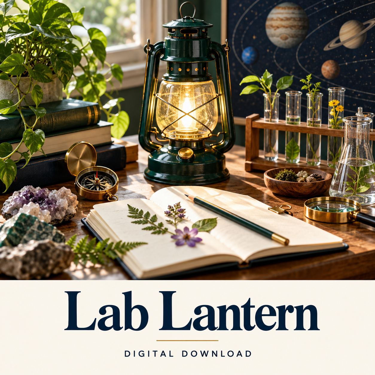 Lab Lantern digital download: illustrative education & learning lifestyle image.