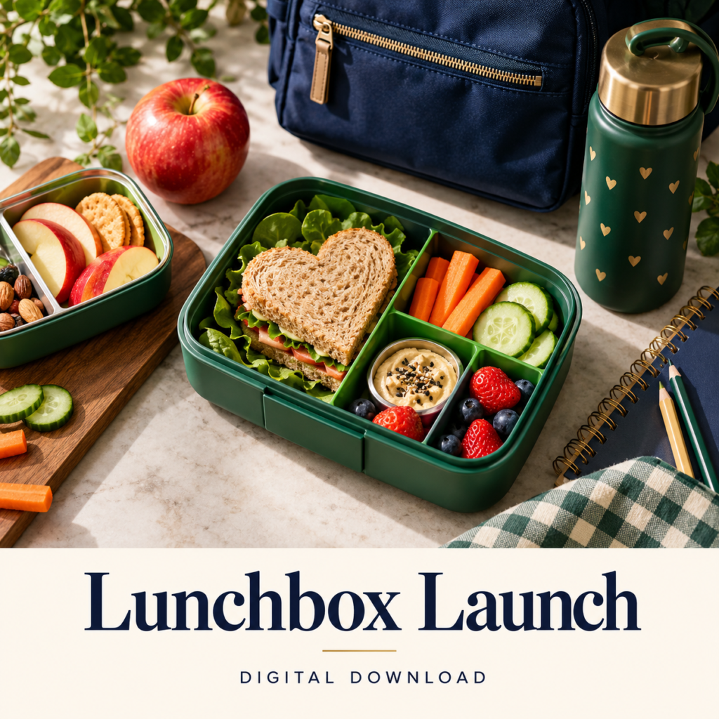 Lunchbox Launch digital download: illustrative family & parenting lifestyle image.