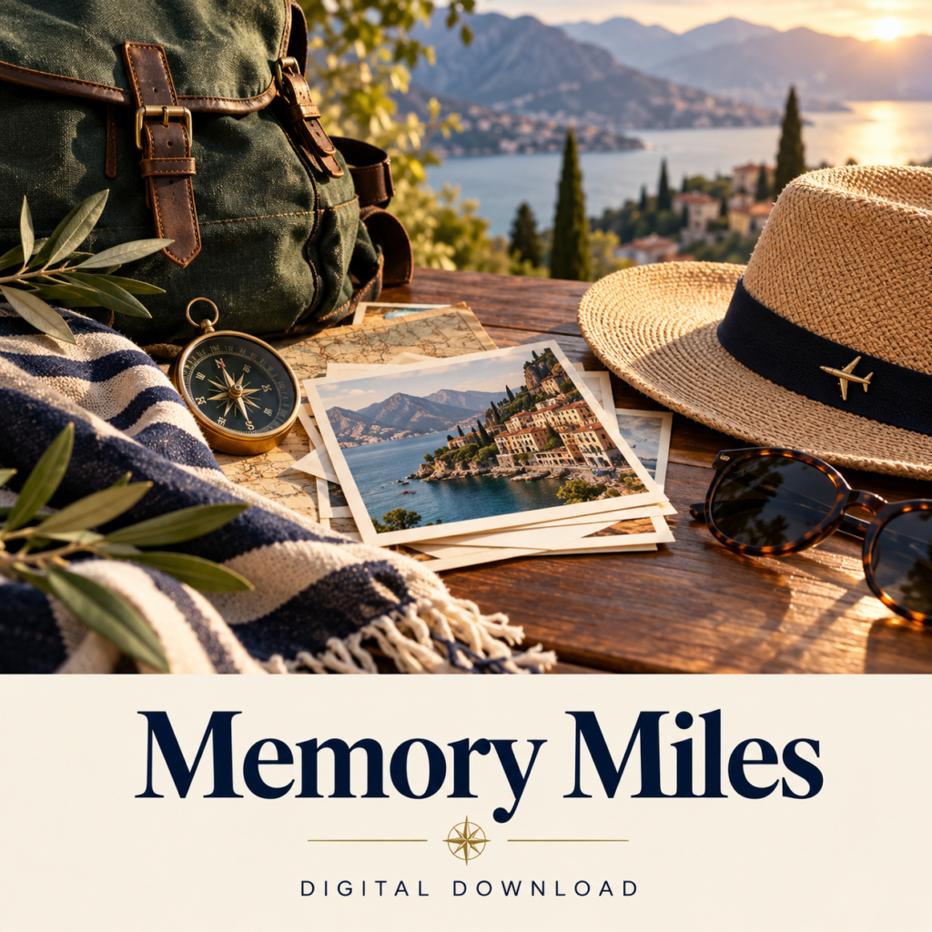 Memory Miles digital download: illustrative travel lifestyle image.