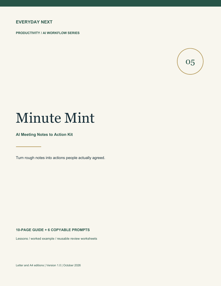 Minute Mint - AI Meeting Notes to Action Kit guide cover