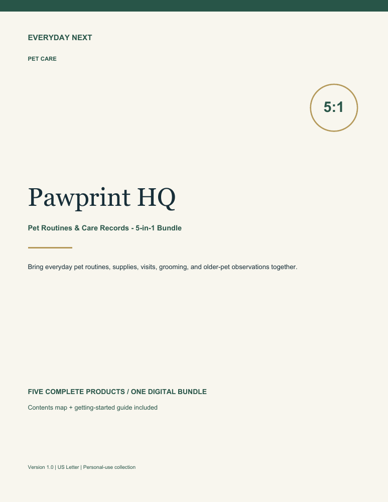 Pawprint HQ - Pet Routines & Care Records - 5-in-1 Bundle cover