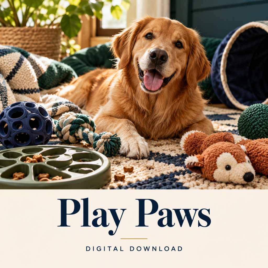 Play Paws digital download: illustrative pet care lifestyle image.