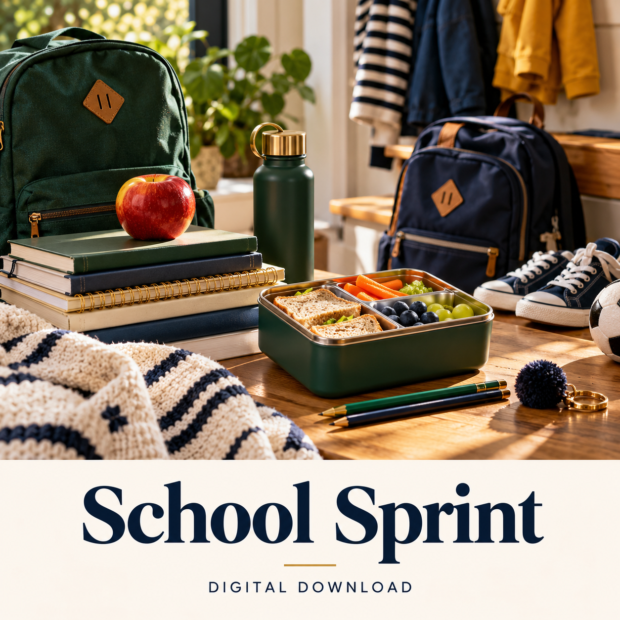 School Sprint digital download: illustrative family & parenting lifestyle image.