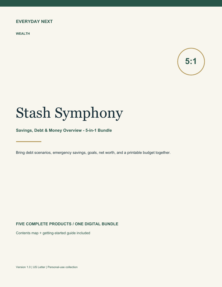 Stash Symphony - Savings, Debt & Money Overview - 5-in-1 Bundle cover