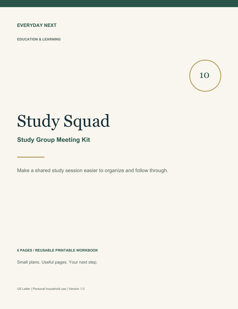 Study Squad - Study Group Meeting Kit printable workbook cover