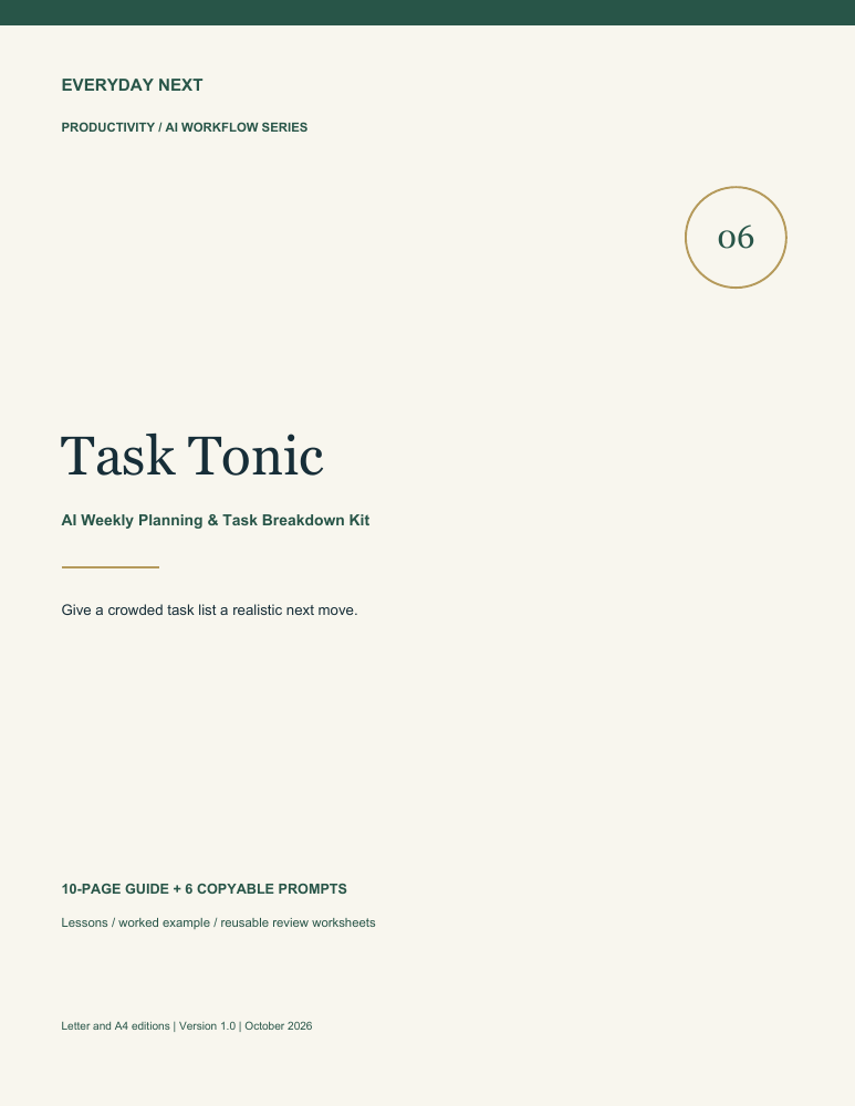 Task Tonic - AI Weekly Planning & Task Breakdown Kit guide cover