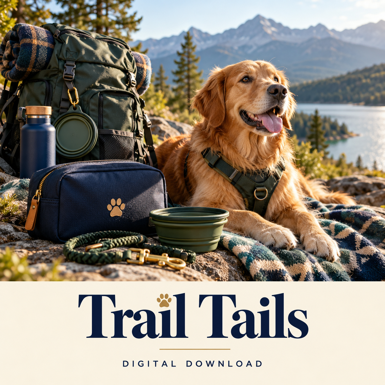 Trail Tails digital download: illustrative pet care lifestyle image.