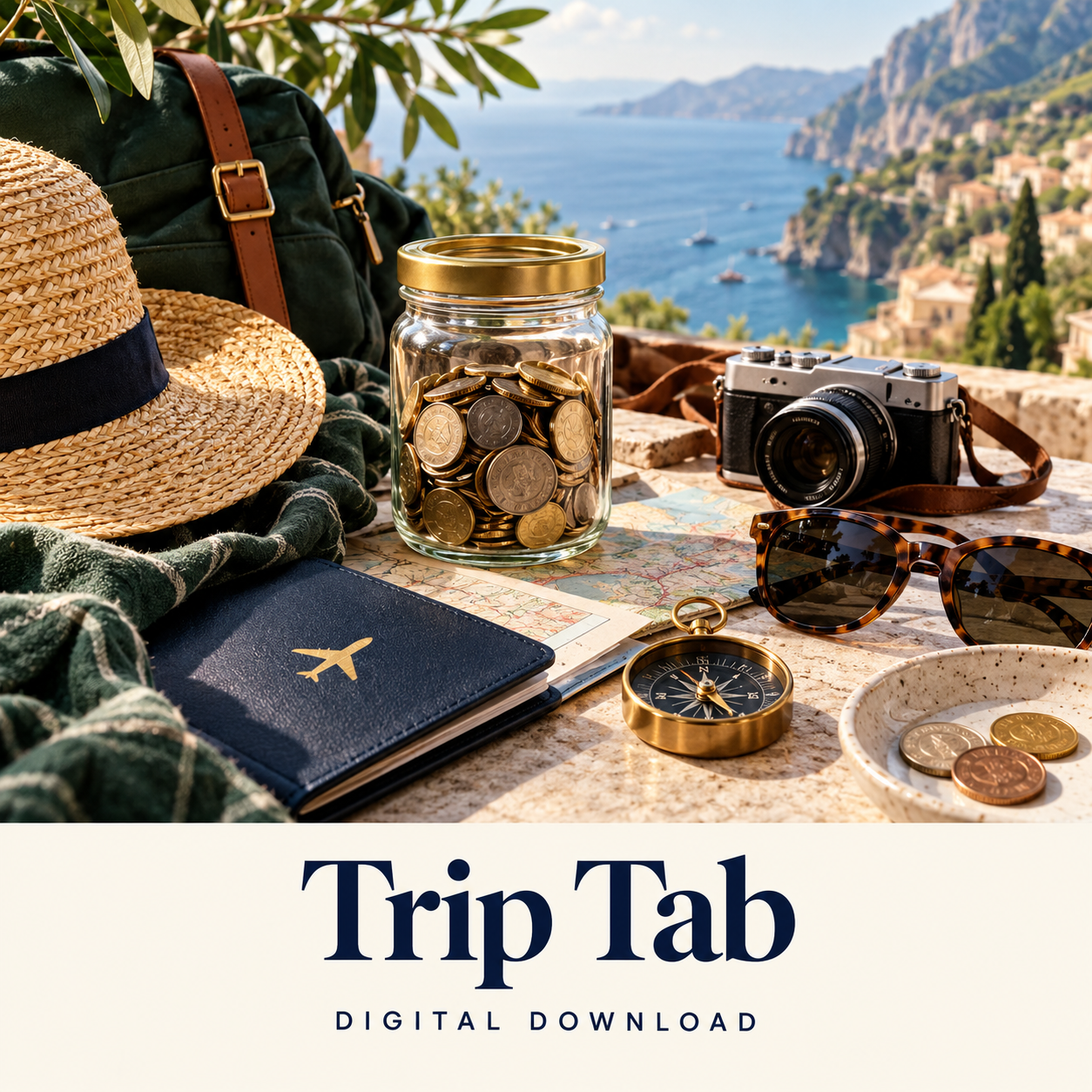 Trip Tab digital download: illustrative travel lifestyle image.