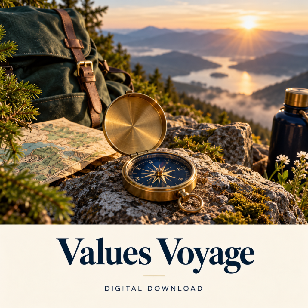 Values Voyage digital download: illustrative personal growth lifestyle image.