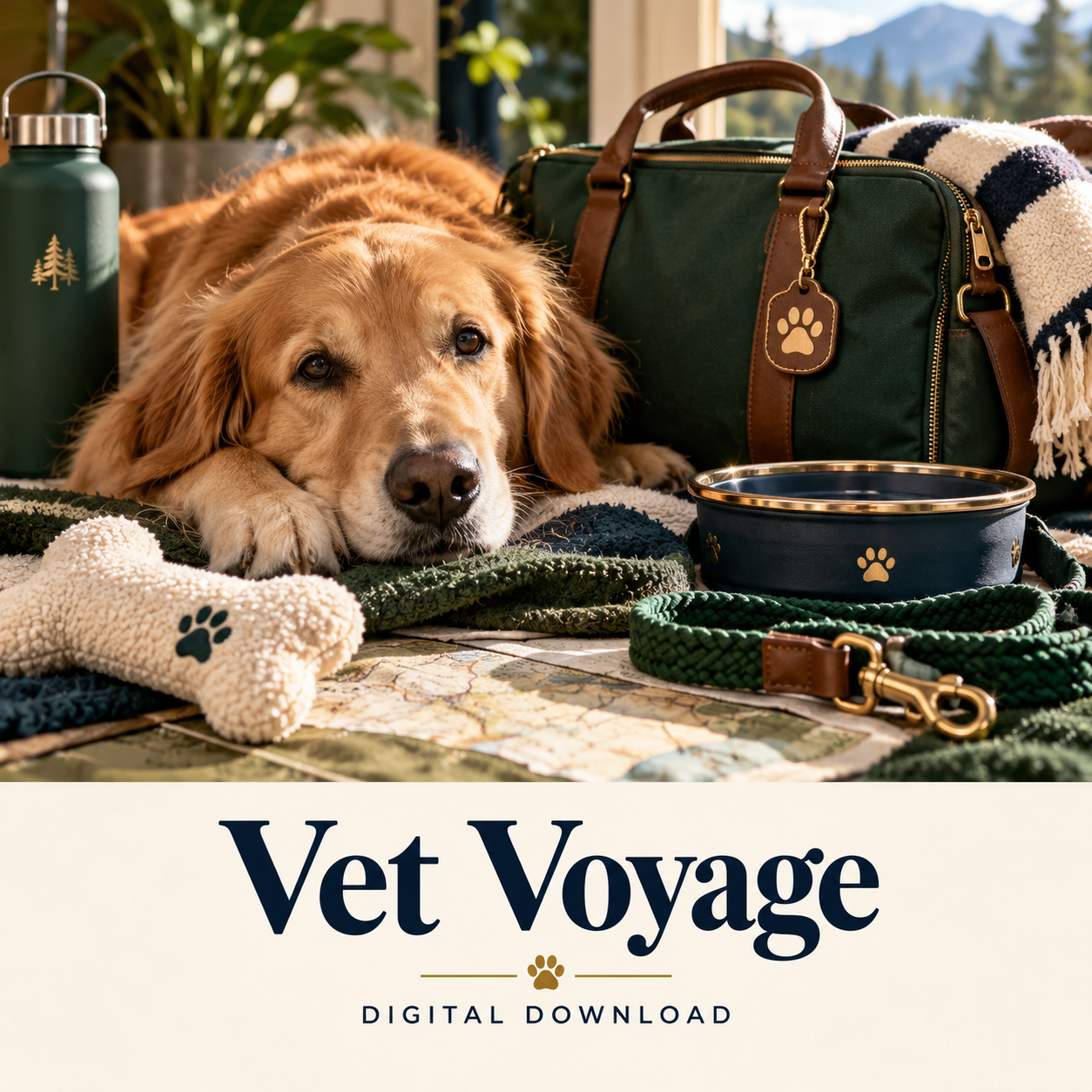 Vet Voyage digital download: illustrative pet care lifestyle image.