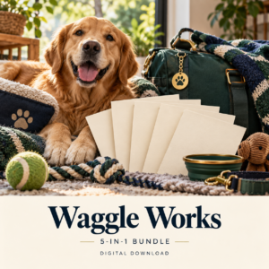 Waggle Works digital download: illustrative pet care lifestyle image.