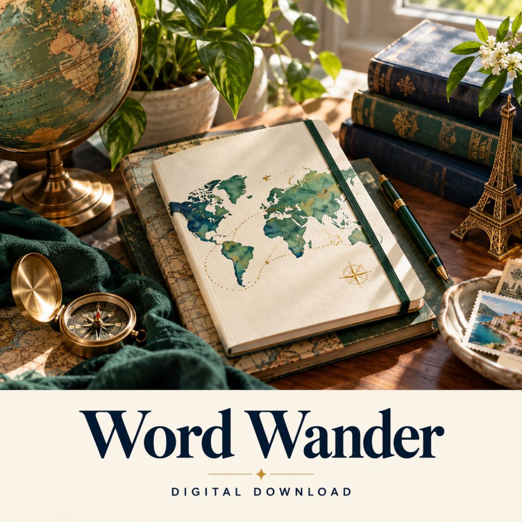 Word Wander digital download: illustrative education & learning lifestyle image.